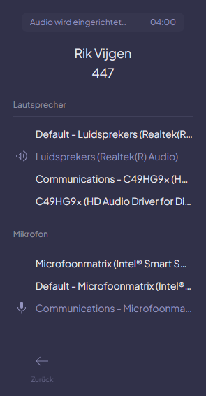Audio devices panel