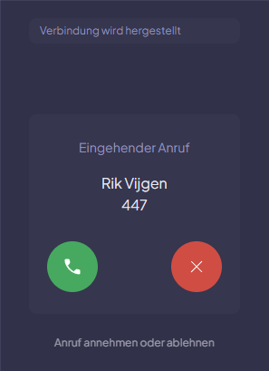 Incoming call panel