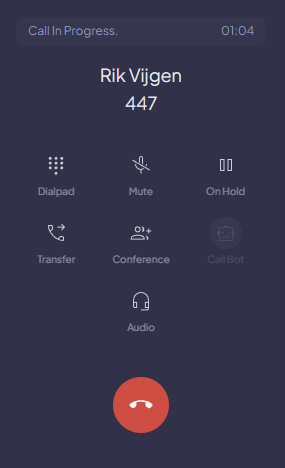 In-call action grid