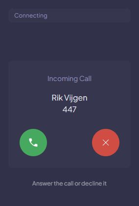 Incoming call panel