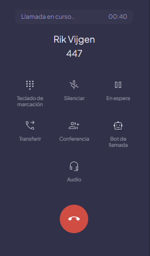 In-call action grid