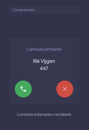Incoming call panel