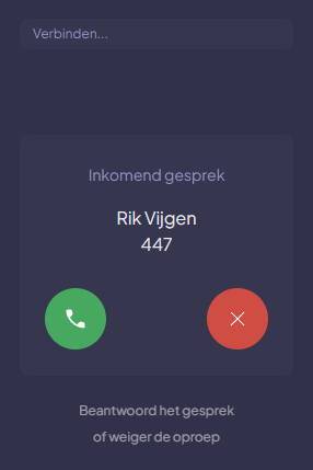 Incoming call panel