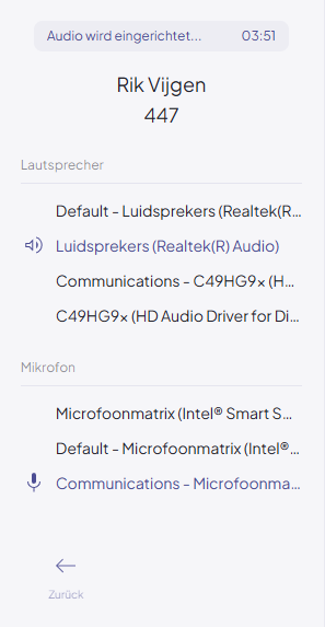 Audio devices panel
