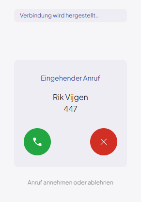 Incoming call panel
