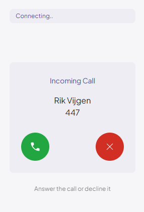 Incoming call panel