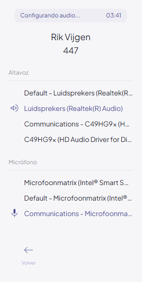 Audio devices panel